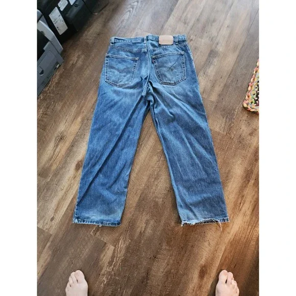 LEVI'S 569 Straight Leg High Rise Dark Wash Blue Denim Jeans Men's Size 34W 30L - Picture 6 of 9